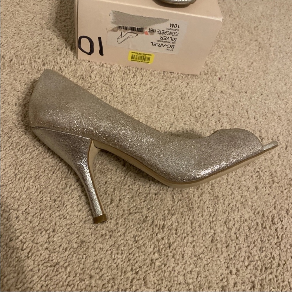 Bcbgeneration Glittering Silver Peep Toe Heels Ho… - image 7